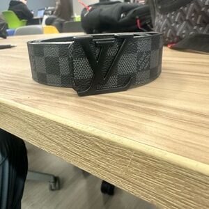 Louis Vuitton Black and Gray Checkered Belt